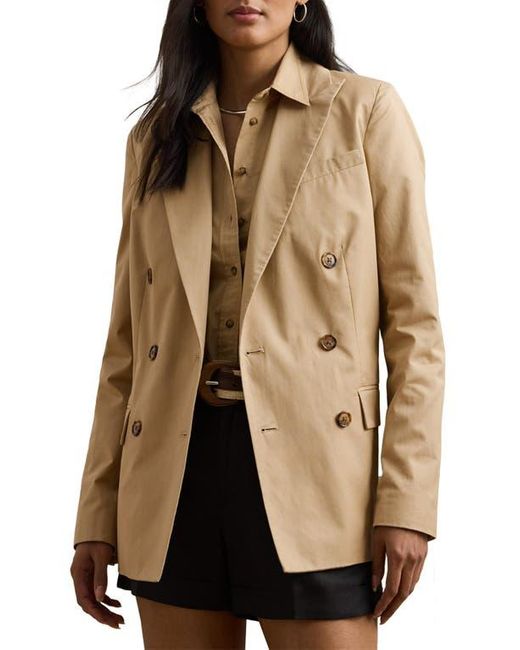 Ralph Lauren Brown Double Breasted Cotton Twill Blazer