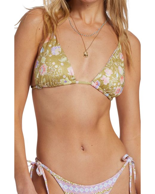 Billabong Brown Feelin' Peaceful Reversible Triangle Bikini Top