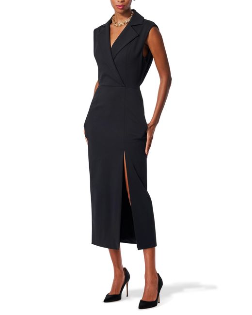 Carolina Herrera Black Sleeveless Trench Stretch Wool Midi Dress