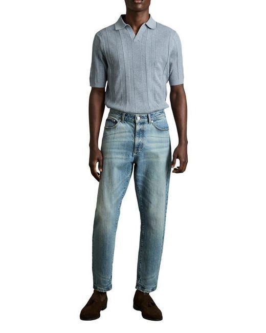 Reiss Blue Kansas Texture Stripe Polo Sweater for men