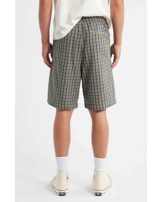 Topman Gray Check Cotton Seersucker Shorts for men
