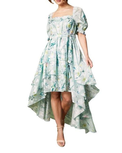 Coast Blue Short Sleeve Printed Chiffon Midi Dress