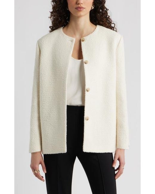 Nordstrom Natural Collarless Pleat Back Jacket