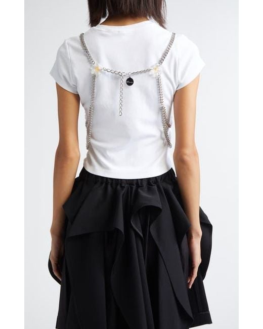 Noir Kei Ninomiya Beaded Floral Chain Harness in Metallic | Lyst