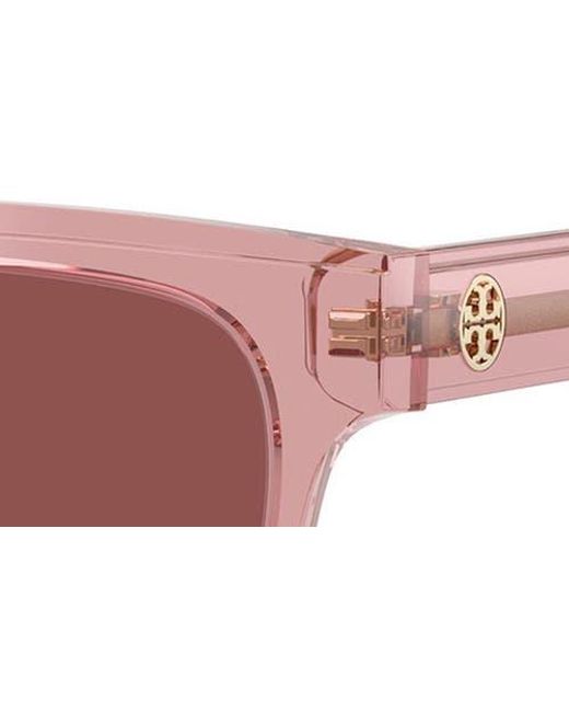 Tory Burch Pink 55Mm Rectangular Sunglasses