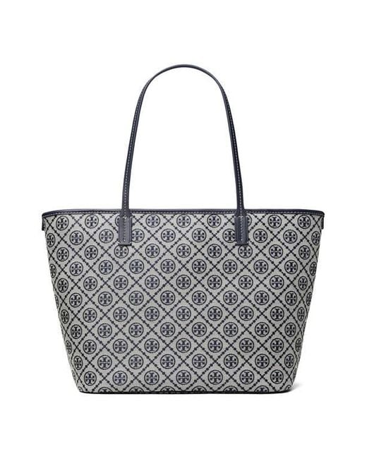 Tory Burch Gray T Monogram Zip Tote
