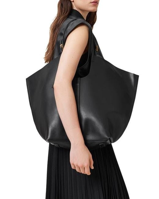 AllSaints Black Ara East West Leather Tote