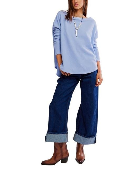 Free People Blue Latte Oversize Thermal Top