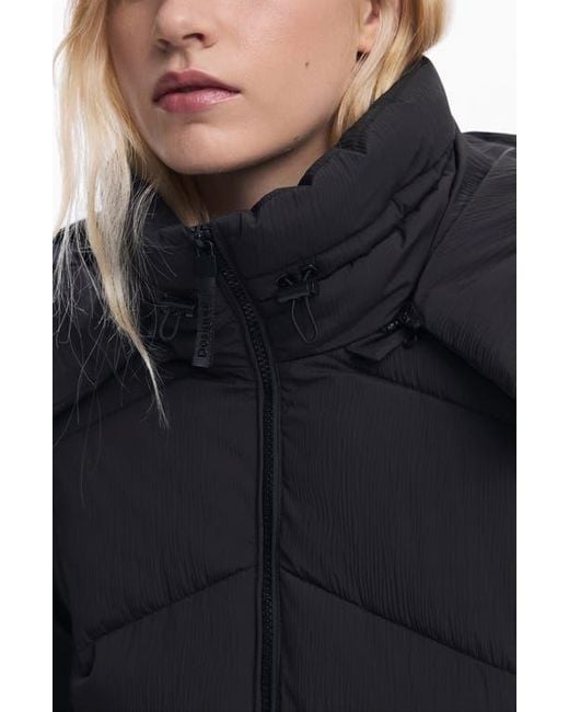 Desigual Black Quilted Puffer Coat With Removable Hood