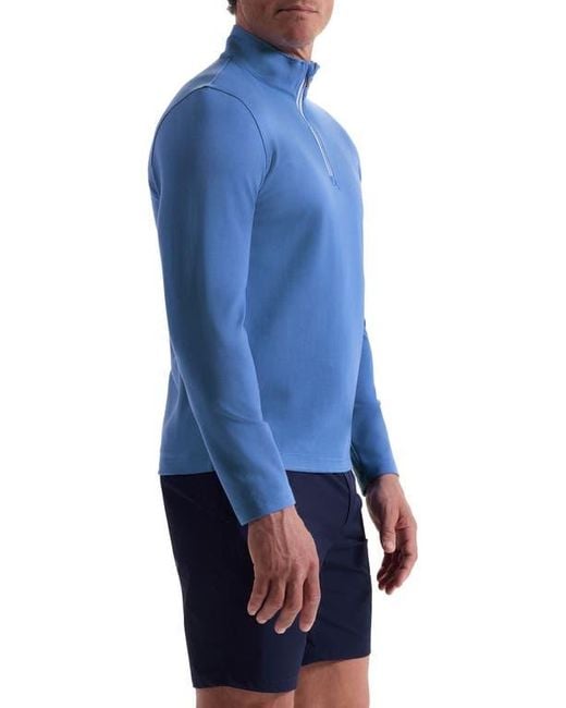 Bugatchi Blue Solid Quarter Zip Pullover for men