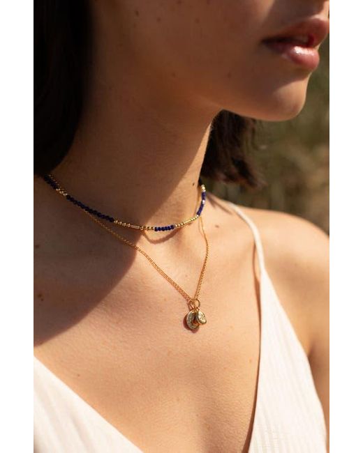 Estella Bartlett Metallic Faceted Lapis Beaded Necklace