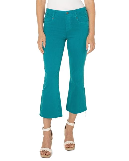 Liverpool Los Angeles Gia Glider Pullon Raw Hem Crop Flare Pants in