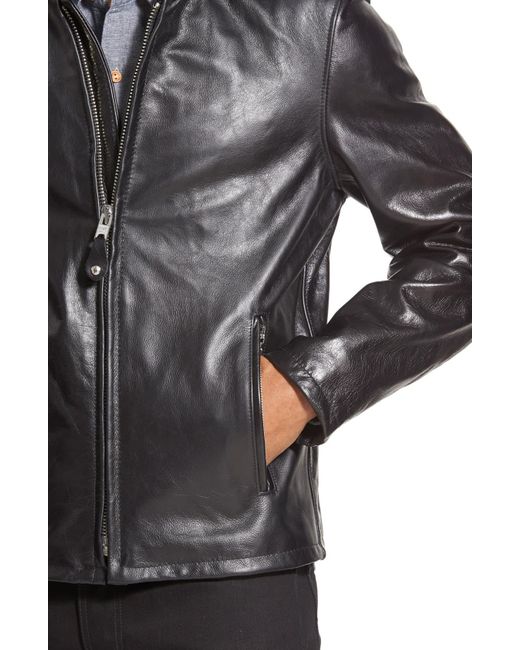 Schott Nyc CafÃ© Racer Waxy Cowhide Leather Jacket in Black/ Black (Black) for Men - Save 5% - Lyst