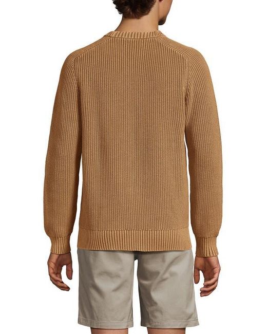 Lands' End Brown Drifter Cotton Crewneck Sweater for men