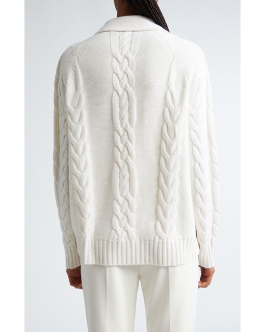 Max Mara White Micio Double Breasted Wool & Cashmere Cardigan