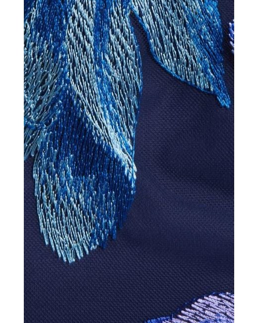 Eliza J Floral Embroidered Cocktail Dress in Blue | Lyst