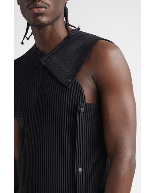 Homme Plissé Issey Miyake Stone Cloud Pleated Top in Black for Men