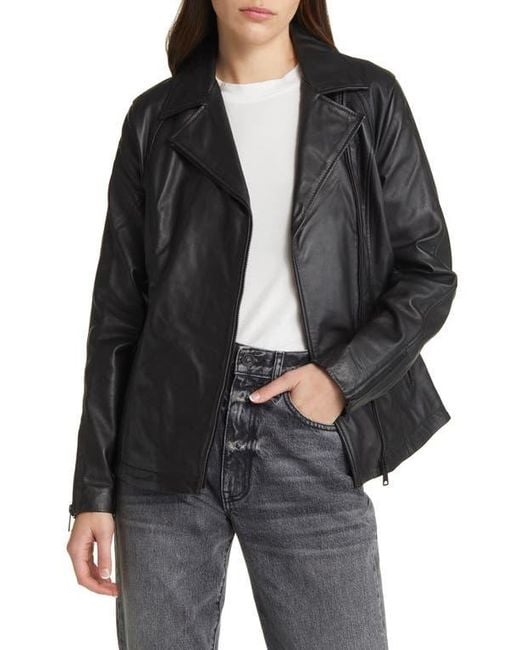 Schott Nyc Black Long Leather Moto Jacket