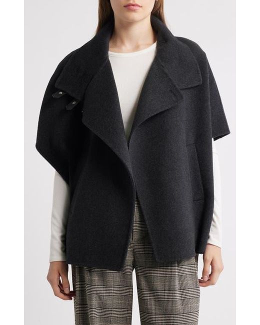 Michael Kors Black Double Face Wool Blend Cape