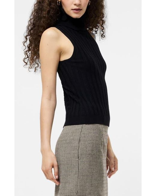 French Connection Black Rib Turtleneck Sleeveless Sweater