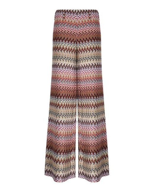 Missoni Brown Flare Pants With Zigzag Pattern