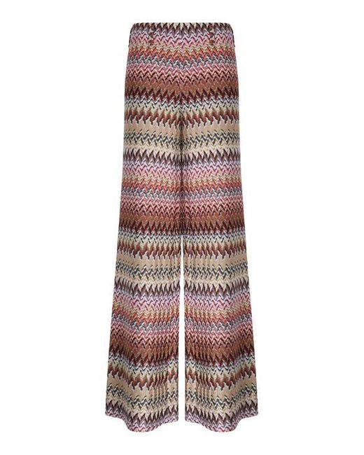 Missoni Brown Flare Pants With Zigzag Pattern