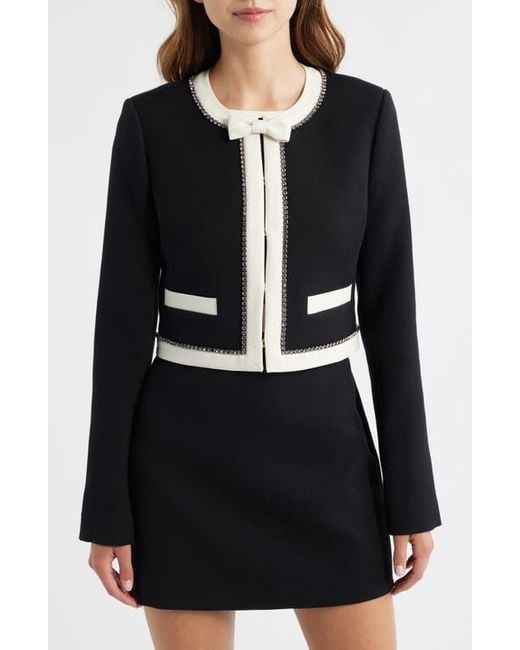 LoveShackFancy Black Ralphette Crystal Trim Colorblock Jacket