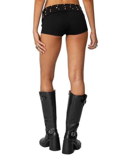 Edikted Black Studded Micro Shorts