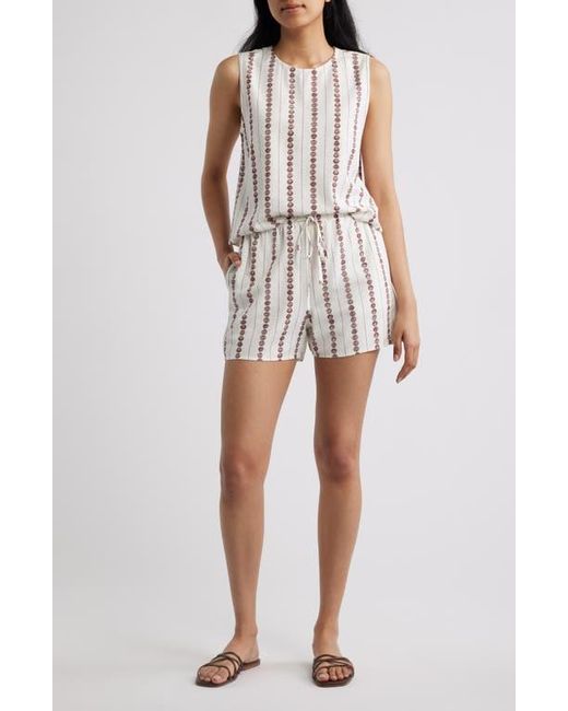 Cloth & Stone White Shell Print Drawstring Shorts