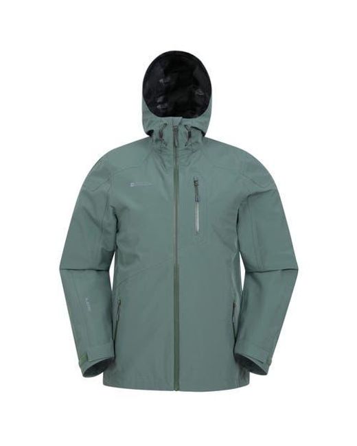 Mountain Warehouse Green Bachill Three Layer Waterproof Jacket for men