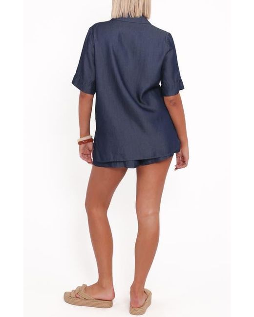 Petal & Pup Blue Aaliyah Chambray Shorts