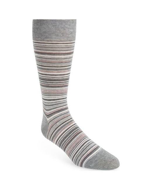 Cole Haan Gray Multistripe Crew Socks for men