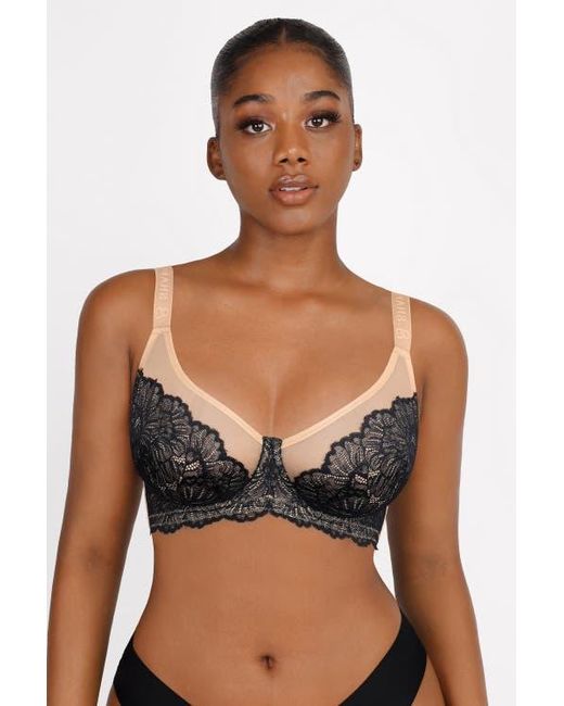 Shapellx Black Supportive Unlined Lace Underwired Bra