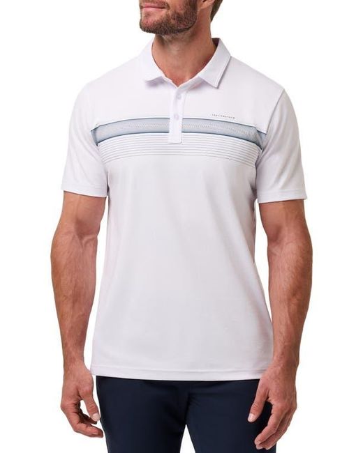 Travis Mathew White Perfect View Chest Stripe Cotton Blend Piqué Polo for men