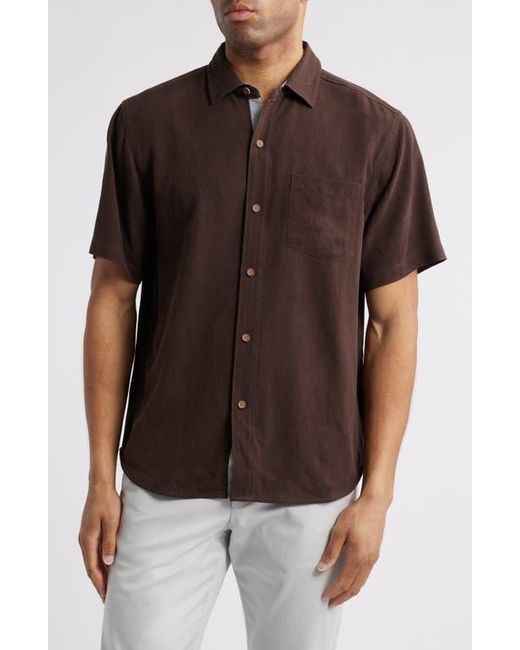 Tommy Bahama Black Better With Age Short Sleeve Silk Graphic Button-Up Shirt for men