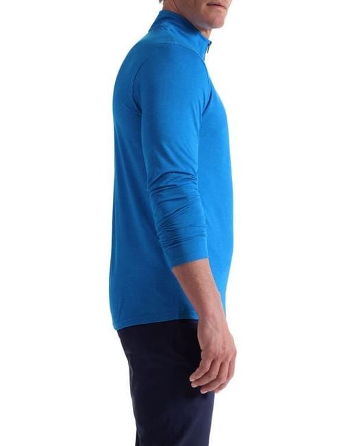 Bugatchi Blue Quarter Zip Pullover for men