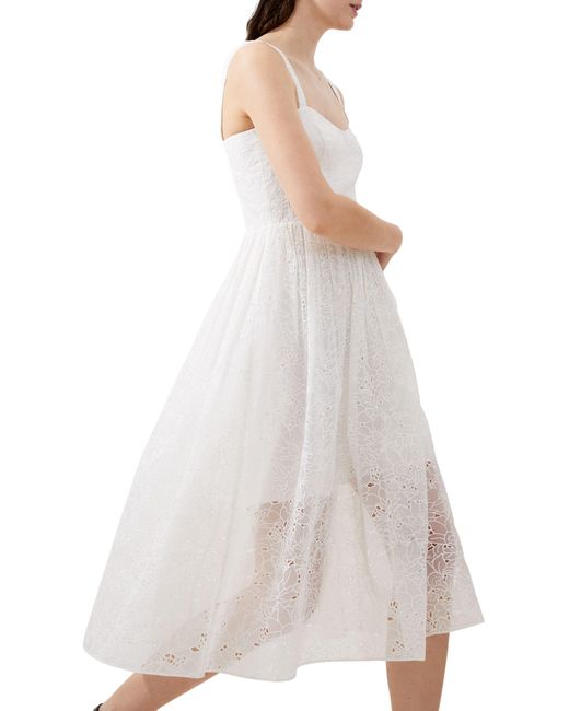 French Connection White Embroidered Lace Dress