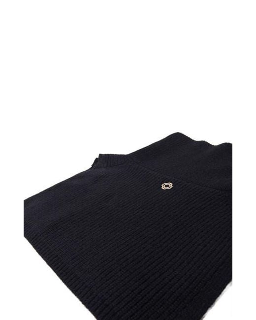 Maje Blue Button-Up Wool Mix Collar Wrap