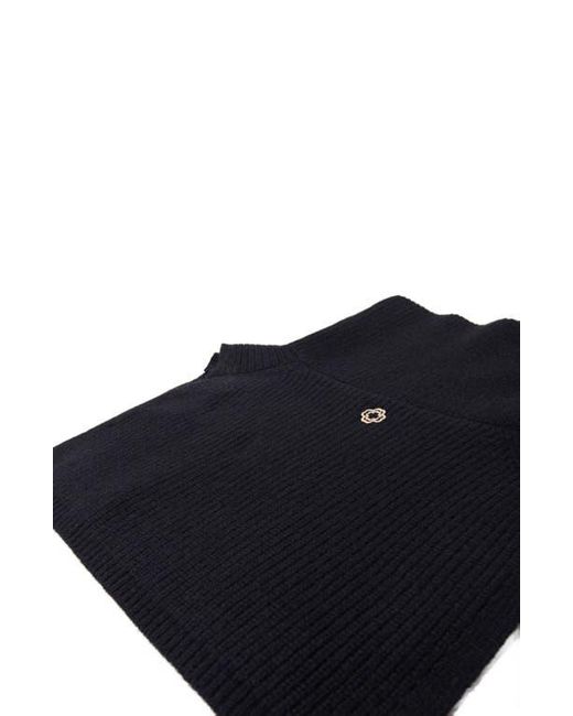 Maje Blue Button-Up Wool Mix Collar Wrap