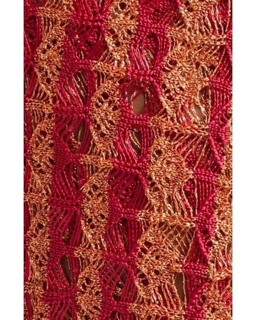 Missoni Red Open Knit Fringe Cover-Up Pareo