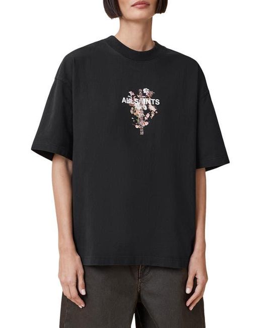 AllSaints Black Eternal Etta Cotton Graphic T-Shirt