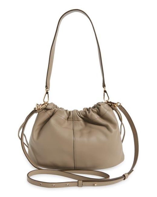 Strathberry Natural Drawstring Pouch Leather Shoulder Bag