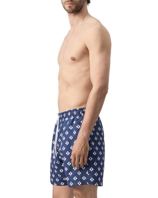 Mango Blue Print Swim Trunks for men
