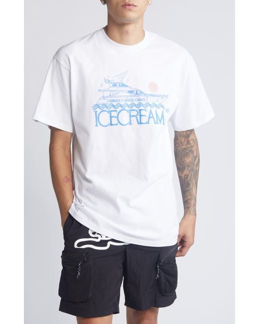 ICECREAM White Yacht Cotton Graphic T-shirt for men