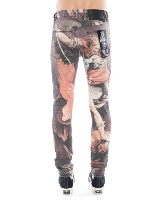 Cult Of Individuality Multicolor Punk Graphic Super Skinny Jeans for men