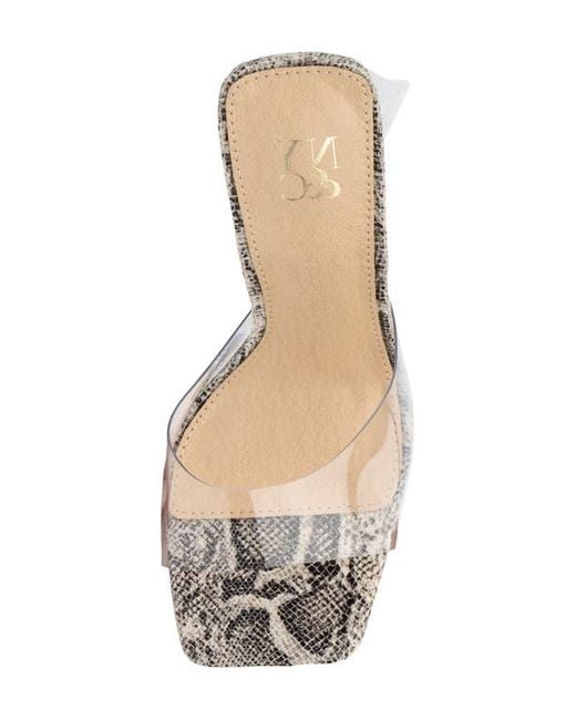 New York & Company White Heather Snake Embossed Lucite Heel Sandal