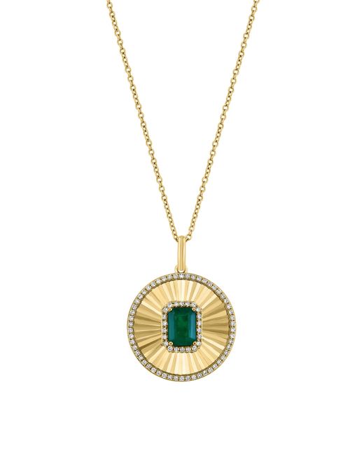 Effy Metallic 14k Yellow Gold Diamond & Emerald Pendant Necklace