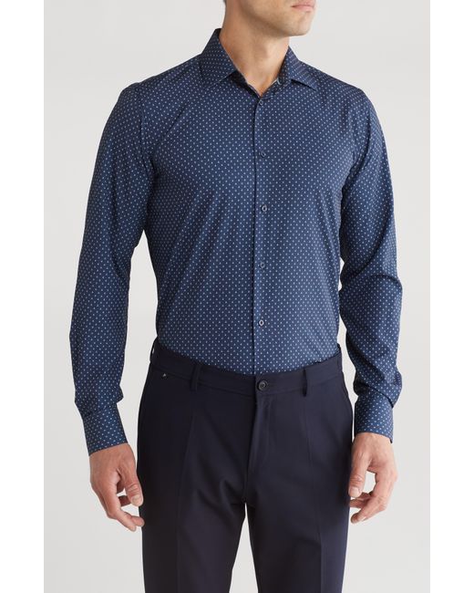 Nautica Blue Anchor Microprint Slim Fit Dress Shirt for men