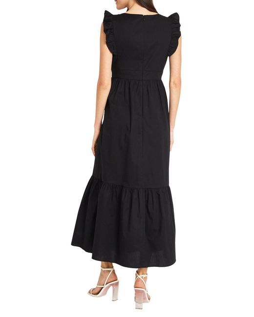 Maggy London Black V-neck Sleeveless Solid Maxi Dress