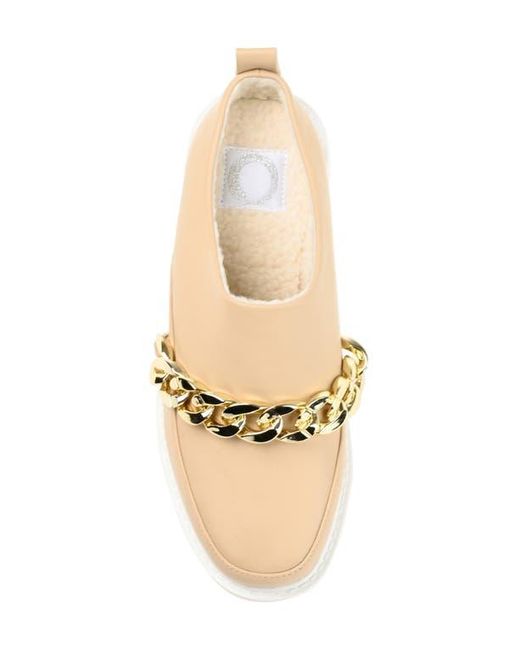Journee Collection Natural Sheah Chain Strap Faux Fur Lined Tru Comfort Foam Mule